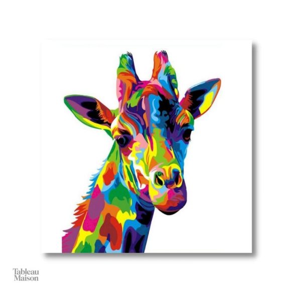 Tableau décoratif girafe avec design moderne et coloré