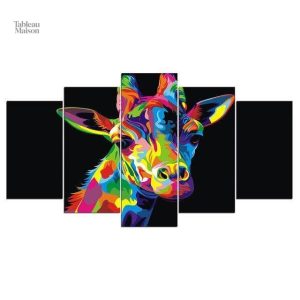 Tableau artistique girafe dans un style pop art vibrant et original
