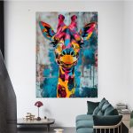 Tableau Girafe Street Art coloré et moderne