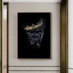 Tableau gorille avec cigare, art singe contemporain
