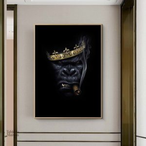 Tableau gorille avec cigare, art singe contemporain