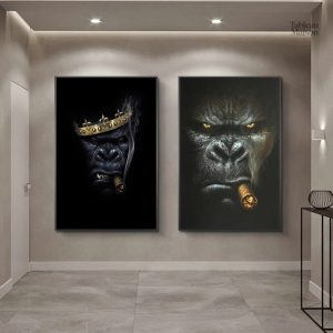 Art mural gorille, tableau élégant et original