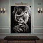 Tableau gorille noir et blanc en style artistique
