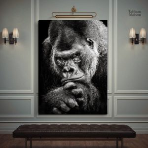 Tableau gorille noir et blanc en style artistique