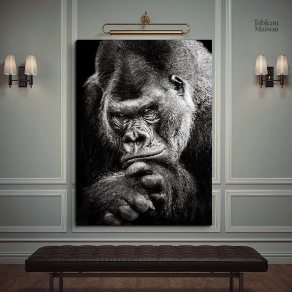 Tableau gorille noir et blanc en style artistique
