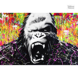 Gorille stylisé dans un style street art vibrant