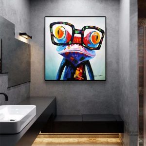 Art mural vibrant avec une grenouille en style pop art