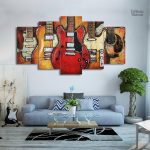 Tableau artistique de guitares rétro