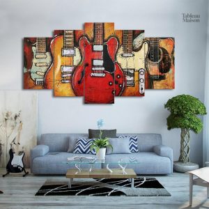Tableau artistique de guitares rétro