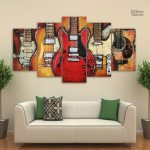 Décor mural avec motif de guitares classiques