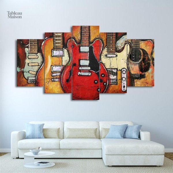 Art mural représentant des guitares vintage
