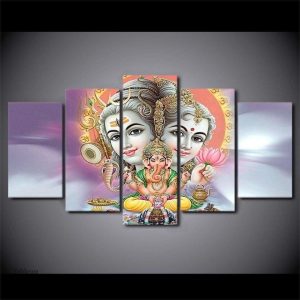 Art mural représentant Shiva et Ganesh, décoration intérieure