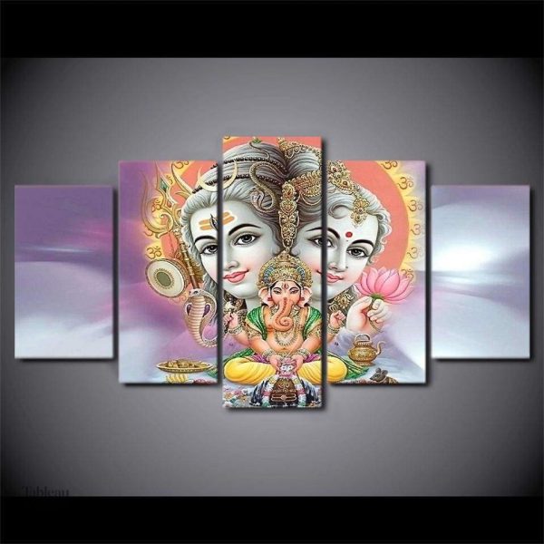 Art mural représentant Shiva et Ganesh, décoration intérieure