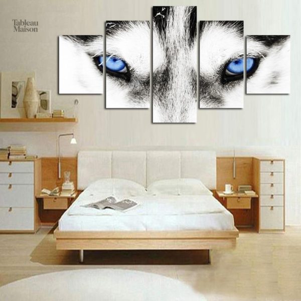 Tableau représentant un Husky sibérien dans un style moderne