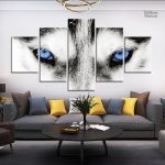 Illustration artistique d'un Husky sibérien sur toile