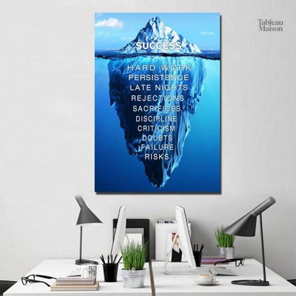 Tableau Iceberg du succès, illustration inspirante sur la réussite
