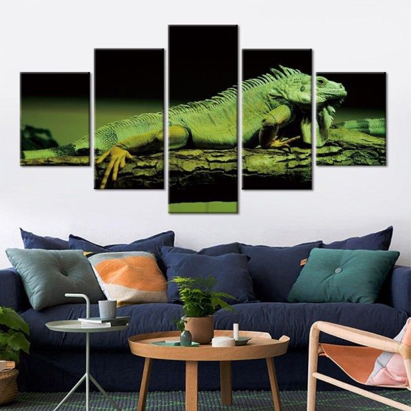 Tableau représentant un iguane vert