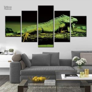 Art mural iguane vert en décoration