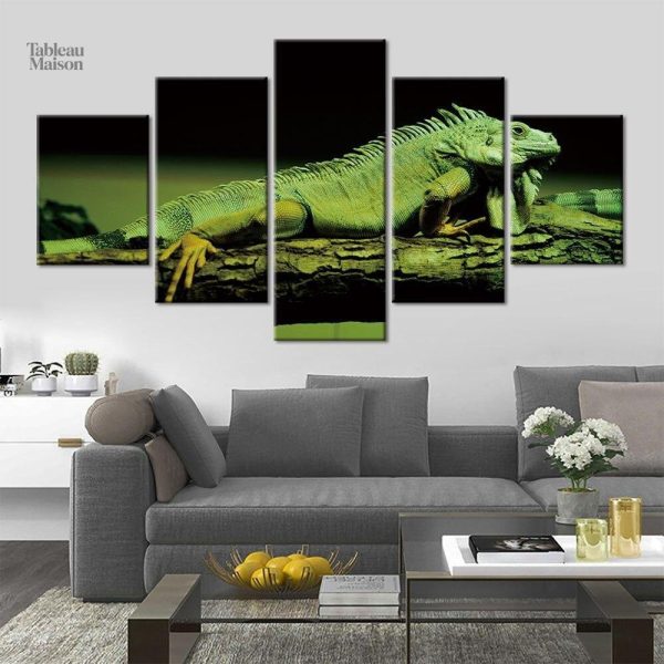 Art mural iguane vert en décoration