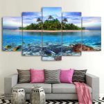 Tableau Île tropicale coloré et apaisant pour décoration intérieure
