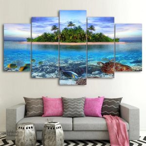 Tableau Île tropicale coloré et apaisant pour décoration intérieure