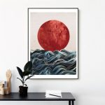 Tableau abstrait inspiré par l'art japonais
