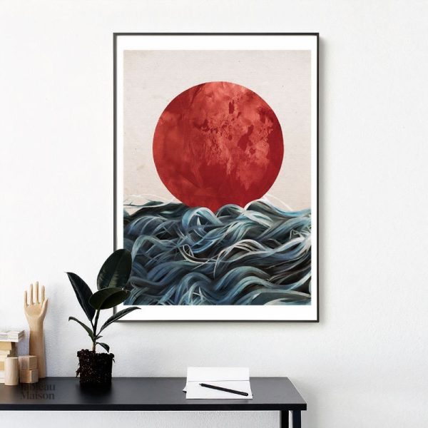 Tableau abstrait inspiré par l'art japonais