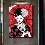 Tableau femme japonais élégant et artistique