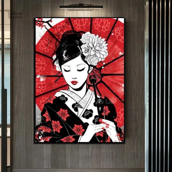 Tableau femme japonais élégant et artistique