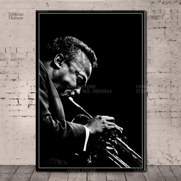 Art mural noir et blanc inspiré du jazz moderne