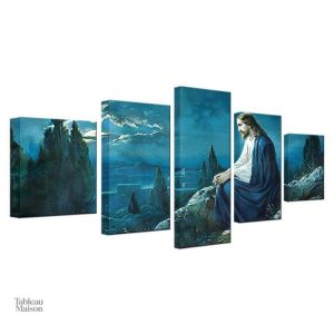 Tableau religieux représentant le Christ en méditation