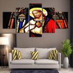 Art religieux : tableau vitrail de Jésus