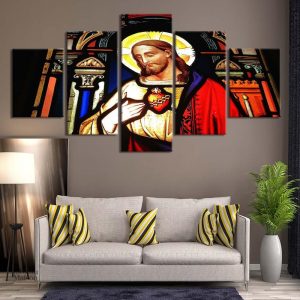 Art religieux : tableau vitrail de Jésus