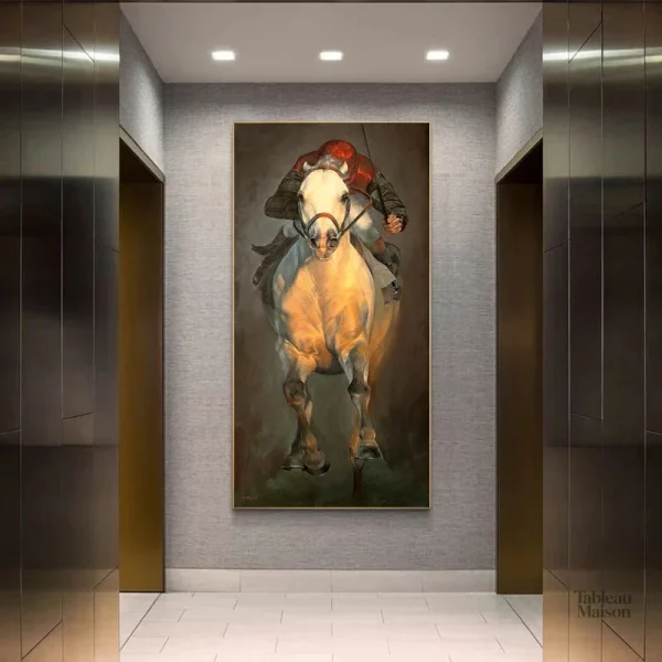 Illustration de jockey sur toile, style artistique moderne