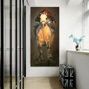 Tableau sur le thème des courses de chevaux, ambiance sportive