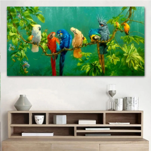 Tableau perroquet jungle coloré et vibrant