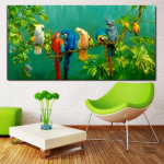 Peinture décorative de perroquet dans un cadre tropical