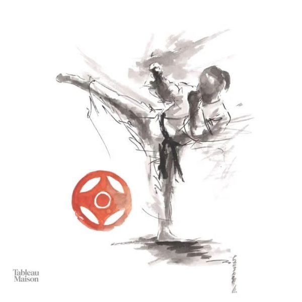 Représentation artistique du karaté sur toile