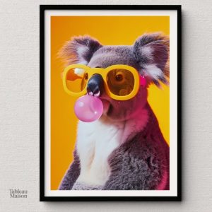 Art mural Koala dans un style pop art vibrant