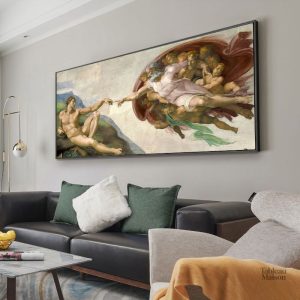 Interprétation artistique de La Création d'Adam par Michel-Ange