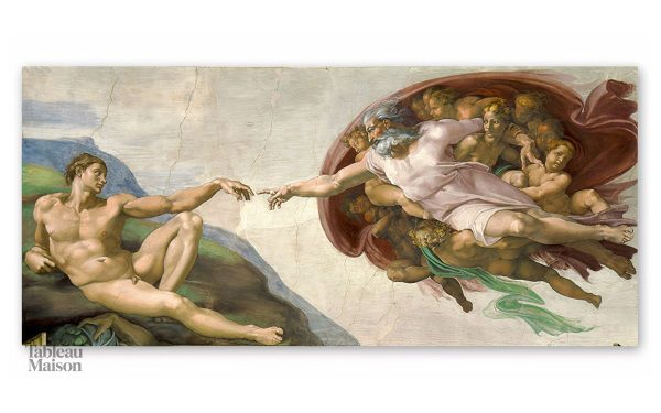 Détail du célèbre tableau, La Création d'Adam, œuvre emblématique