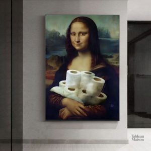 Tableau Toilettes La Joconde en papier toilette