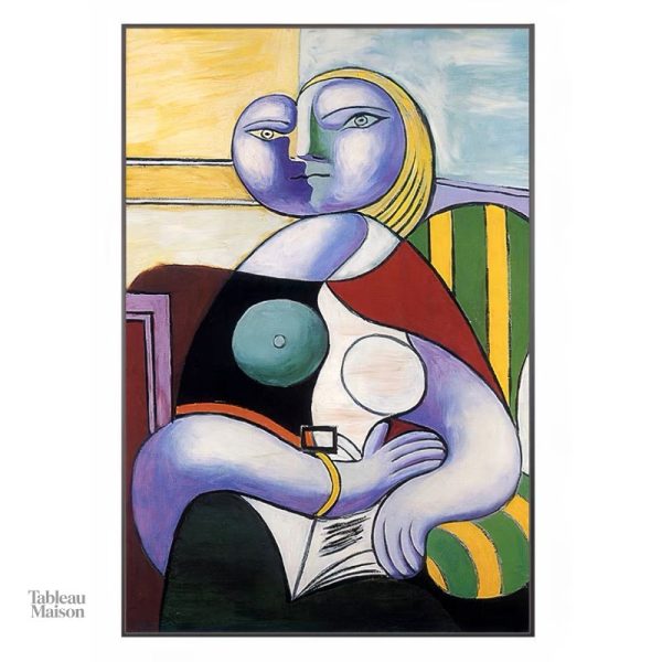 Tableau artistique inspiré par la lecture, style cubiste