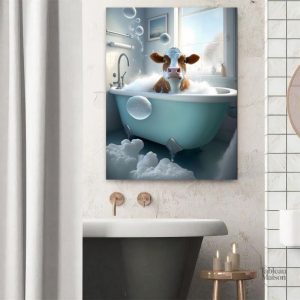 Tableau La Vache Prend Son Bain pour salle de bain