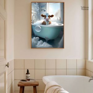 Art mural vache originale pour décoration de salle de bain