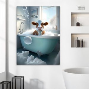 Illustration amusante de vache dans l'eau pour votre déco