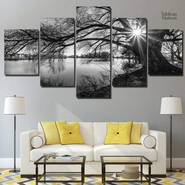 Tableau Lac au matin, paysage serein et apaisant