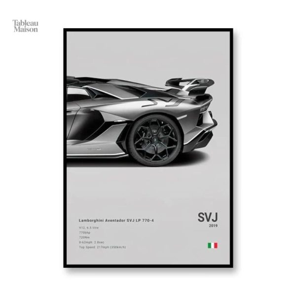 Illustration de la Lamborghini SVJ sur toile