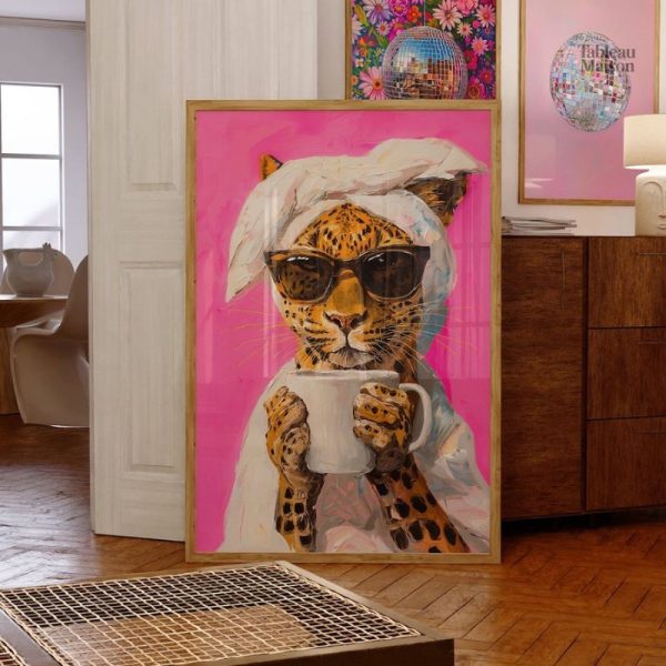 Art mural léopard dans un style pop art contemporain
