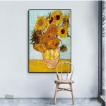 Tableau coloré de fleurs, style Van Gogh